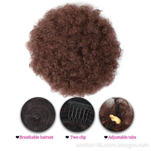 Wholesale High Puff Afro Curly Ponytail Drawstring Short Afro Kinky Pony Tail Clip in on Synthetic Curly Buns Fake Hair Bun